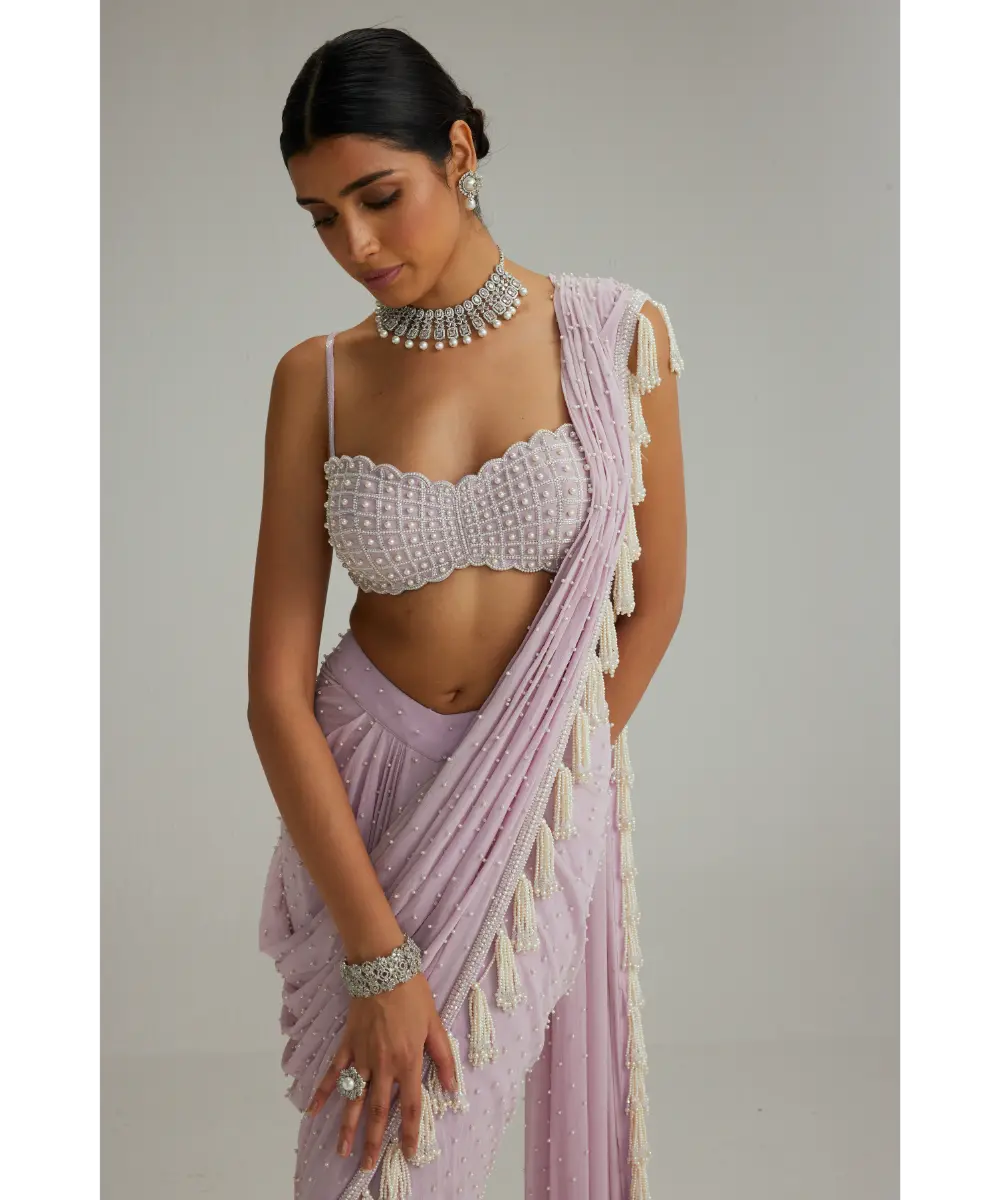 VVANI VATS- Lavender draped saree set